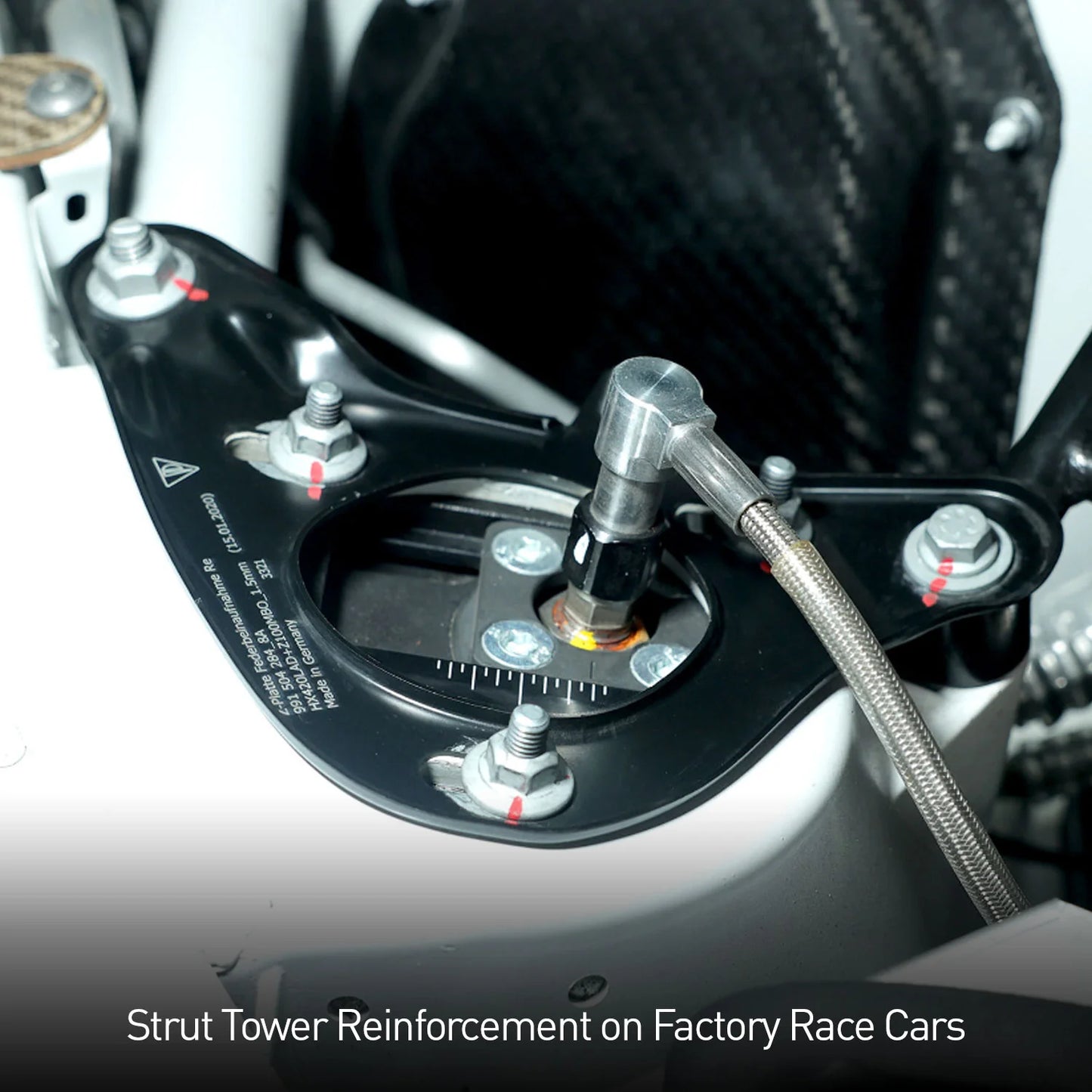 SR CUSTOMIZED PORSCHE MOTORSPORT STRUT TOWER REINFORCEMENT PLATES - 981504283_8A & 991504284_8A [PORSCHE 718 / 981 / 991]